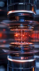 Poster - Abstract Futuristic Technology Concept Featuring Glowing Mechanical Device with Energetic Lights