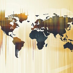 Poster - A vibrant world map illustration featuring geometric patterns and textures, ideal for presentations, educational materials, or creative projects focusing on global themes.