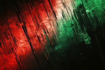 Poster - Vibrant abstract texture featuring dramatic red and green stripes. This image creates a sense of motion and energy, ideal for artistic projects and modern designs.