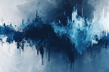 Poster - Discover an artistic abstract background featuring waves of blue and white, creating a serene and dynamic visual experience perfect for your creative projects.
