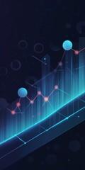 Poster - abstract financial chart with blue elements on dark background