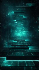 Poster - This surreal digital artwork features a glowing portal in deep cosmic space, inviting viewers to explore infinite possibilities within a mesmerizing and mysterious tunnel.