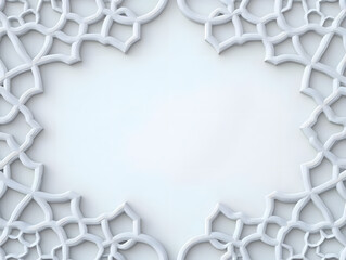 Fototapete - Intricate white geometric pattern framing an empty space, ideal for invitations or backgrounds