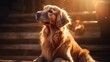 © AlexandraRooss - Golden Retriever Dog in a Rustic Setting with Warm Lighting