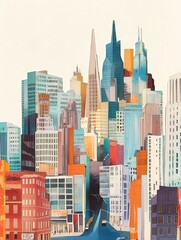Poster - San Francisco, featuring a prominent cubical structure with elegant spires, reflecting the city