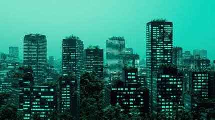  Futuristic Eco-Friendly City with Lush Green Rooftops at Dusk