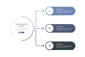 Poster - Business data visualization. Process chart. Abstract elements of graph, diagram with 3 steps, options, parts or processes. Vector business template for presentation. Creative concept for infographic.