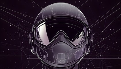 Poster - Futuristic Helmet Design Against Dark Starry Background