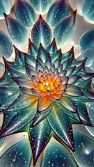 Poster - A flower with blue petals and yellow center. The petals are droplets of water