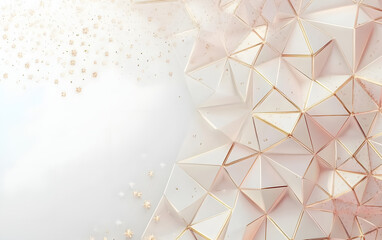 Fototapete - Abstract geometric design featuring soft pink and white triangular shapes with a light background