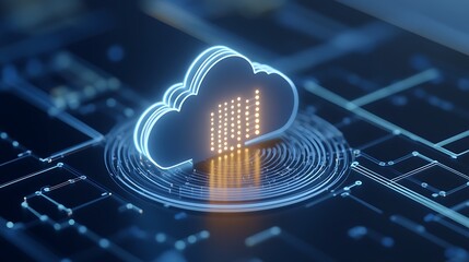 Poster - Futuristic Cloud Computing Concept with Data Visualization and Digital Interface Elements