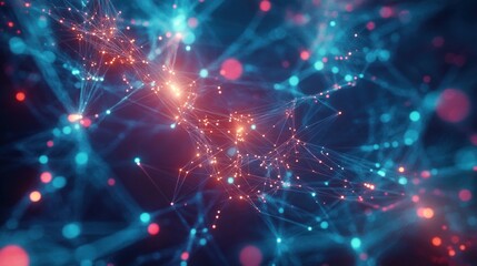 Poster - Abstract network of glowing nodes and connections in blue