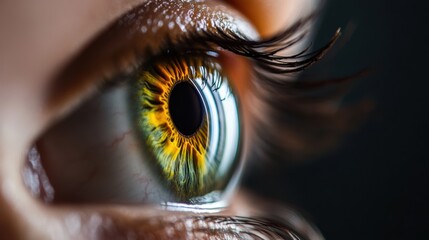 Poster - Vibrant chaos swirls within the depths of a human iris in stunning detail Generative AI