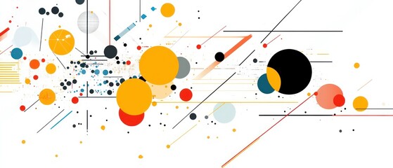 Aufkleber - Abstract composition of colorful shapes and lines in motion