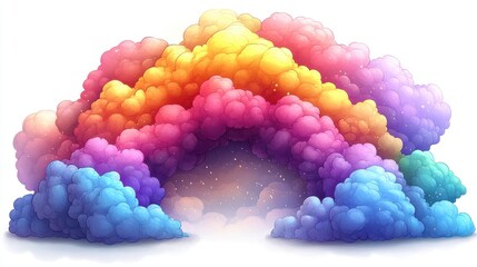Poster - rainbow colored cloud isolated,cartoon illustration style