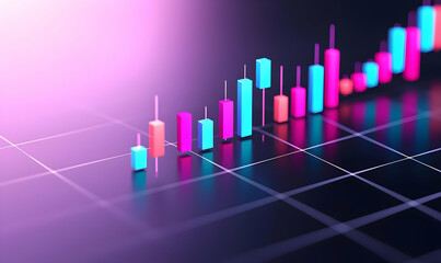 Poster - Colorful Bar Graph on Modern Background for Financial Analysis
