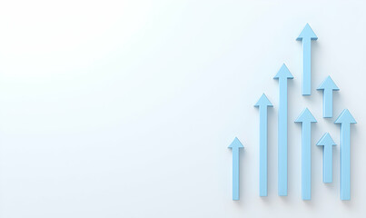 Poster - Upward Trend Representation with Light Blue Arrows on White Background