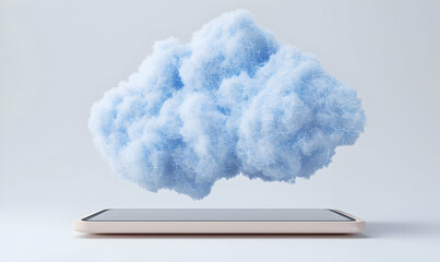 Poster - Digital cloud technology concept over a smartphone on a light background