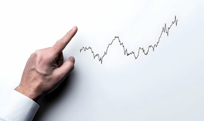 Poster - Hand Pointing at Rising Financial Graph on Minimalist Background