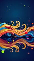 Poster - A colorful design with a reflection of it. The reflection is in the water. There are many different colors in the design