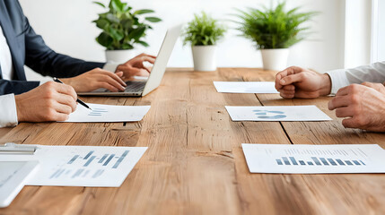 Poster - Business Meeting with Data Analysis and Collaboration in Modern Office