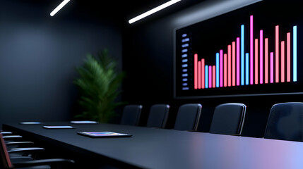 Poster - Modern Conference Room with Digital Graph on Display Wall