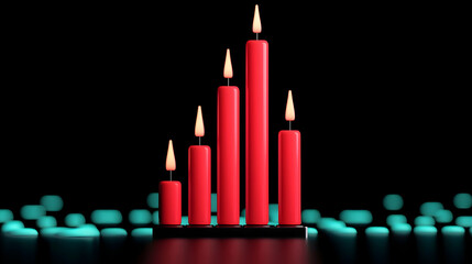 Poster - Elegant Red Candles in Various Heights on a Black Background