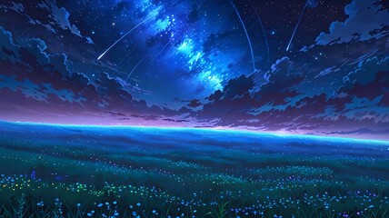 beautiful night sky anime background