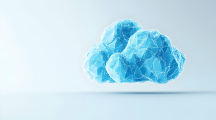 Poster - Abstract Digital Blue Cloud with Geometric Mesh Structure