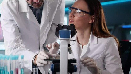 Aufkleber - Female And Male Researcher Working