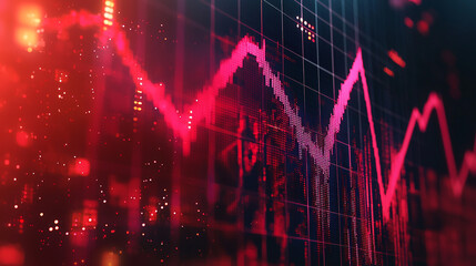 Poster - Abstract red stock market chart digital graphic design data risk trend money price visual growth