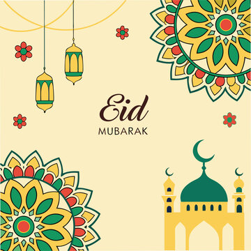 Eid mubarak islamic greetings background.