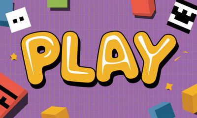 Poster - Vibrant and playful graphic design featuring bold yellow letters on a purple background