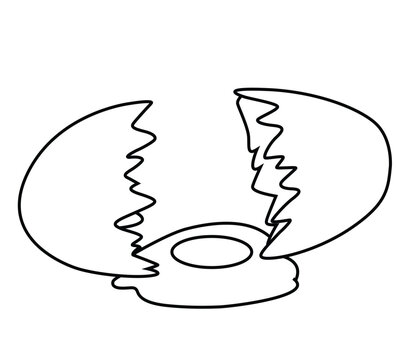 Cute cartoon hand drawn vector cracked egg yolk coloring page.
