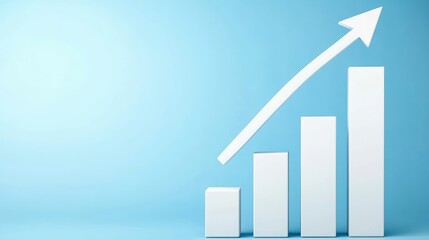 Poster - Holographic Display of Financial Market Trends with a Giant Growth Chart on Blue Background