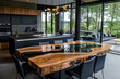 © Di Studio - wooden table with epoxy resin and chairs in modern kitchen