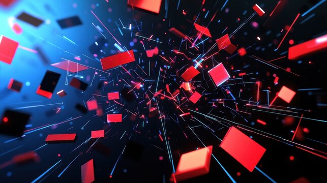 Dynamic Red and Blue Digital Abstract Background  
