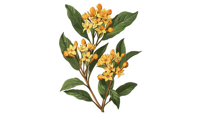 Vector old botanical illustration of sandalwood, isolated on transparent background, fragrant wood, aromatic tree, natural perfume, essential oil plant, traditional medicine, Ayurveda