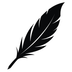 Poster - Elegant Black Feather Silhouette Vector – Isolated Illustration for Transparent or White Background