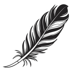 Poster - Elegant Black Feather Silhouette Vector – Isolated Illustration for Transparent or White Background
