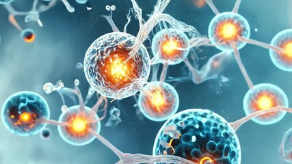 Poster - Illuminating Biology: A vibrant visualization of cellular structures and connections, glowing with energy, conveying the complexity and beauty of the microscopic world.