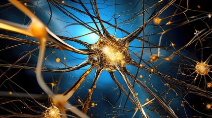 Poster - Abstract futuristic digital backdrop featuring interconnected neural network elements