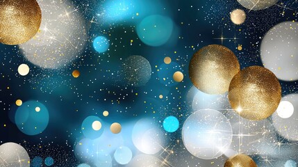 Poster - An abstract digital blur overlay featuring soft white, blue, and golden light spots