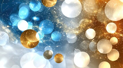 Poster - An abstract digital blur overlay featuring soft white, blue, and golden light spots