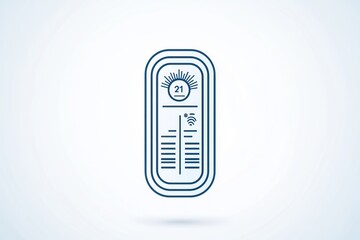 Fototapete - 3D glyph of a smart thermostat for home temperature control on white.