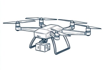 Poster - 3D line icon of an aerial delivery drone representing modern logistics.