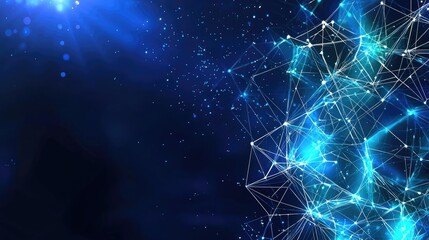 Poster - digital futuristic background with interconnected hexagonal shapes emitting a cool blue glow