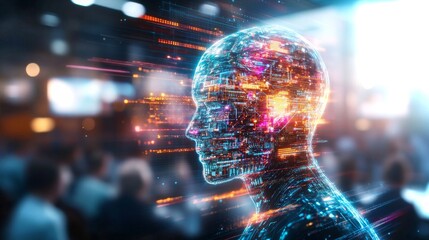Fototapete - Exploring the future of artificial intelligence through dynamic 4k animation and vibrant visuals