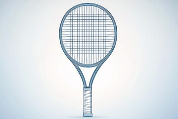 Fototapete - 3D tennis racket icon, sleek and modern symbol for sports on a solid white background.