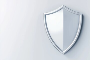 Fototapete - 3D shield representation, sleek design showcasing security and defense, set against white.